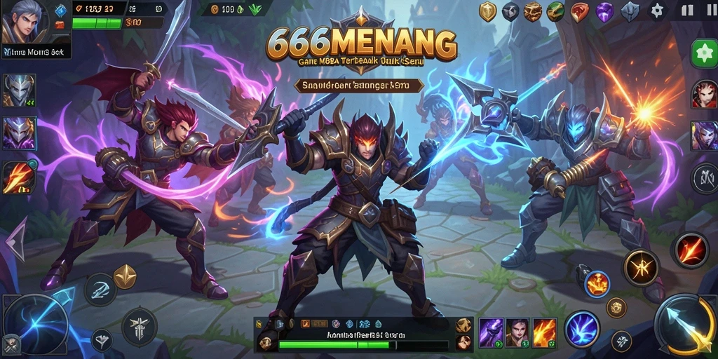 Tampilan gameplay seru dalam 666MENANG dengan pertarungan tim yang intens.
