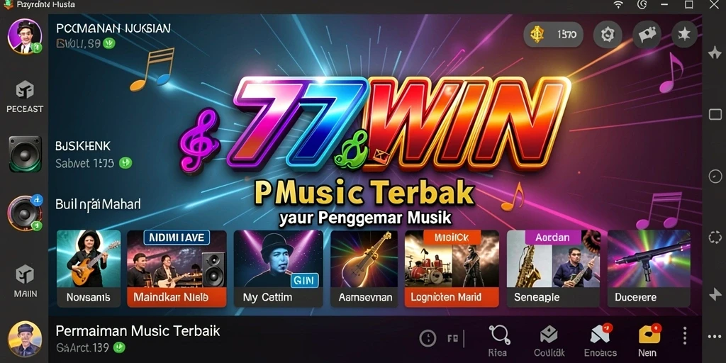 Tampilan gameplay 77WIN yang seru dengan berbagai lagu.