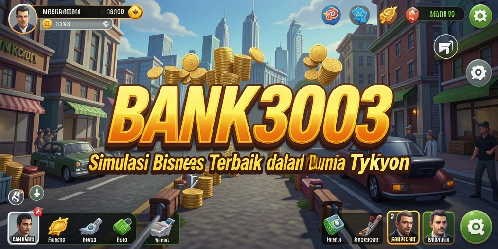 Tangkapan layar utama BANK303 menampilkan serunya gameplay Tycoon yang mendalam.
