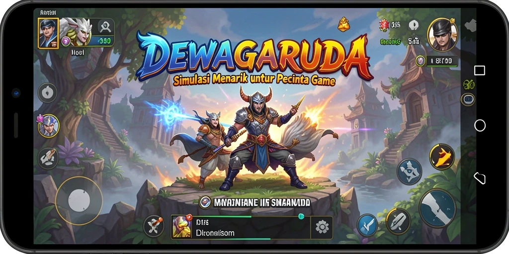 Tampilan gameplay menarik DEWAGARUDA dengan elemen simulasi yang mendetail.