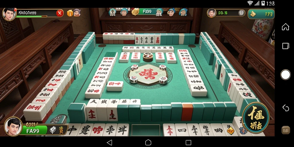 Tampilan gameplay seru di FA99 dengan berbagai ubin Mahjong.