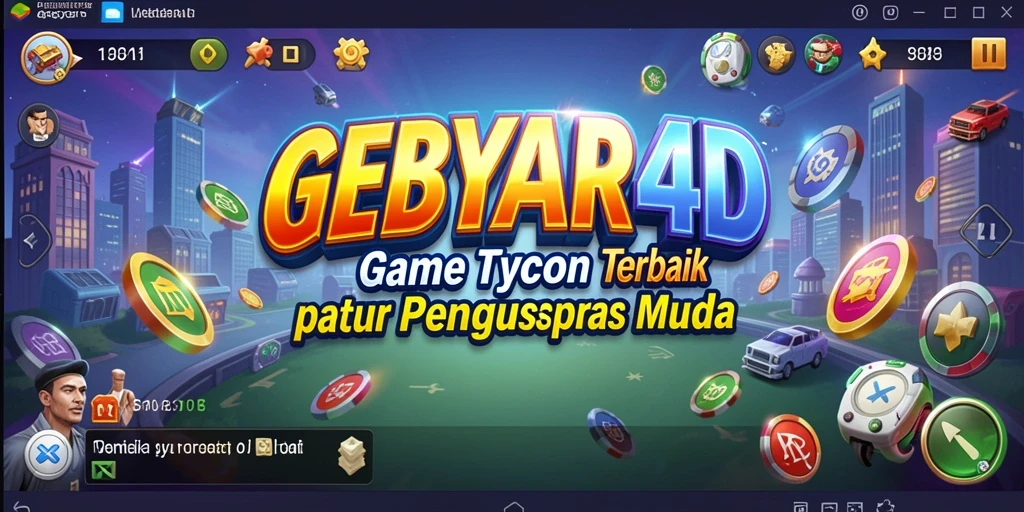 Tangkapan layar gameplay GEBYAR4D yang menampilkan aksi membangun bisnis.