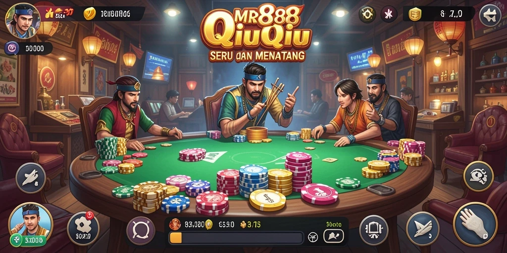 Screenshot gameplay seru dari MR888 dengan kartu QiuQiu.