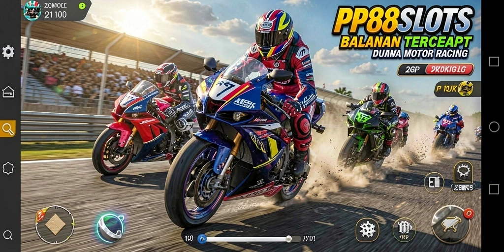Gameplay menegangkan di PP88SLOTS dengan mobil balap cepat.