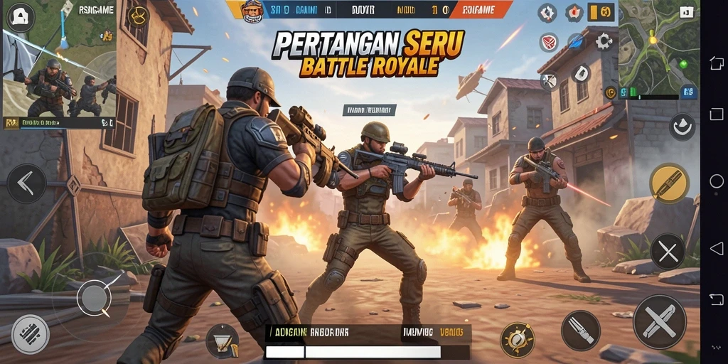 Gameplay RSNGAME yang mendebarkan dalam mode Battle Royale.